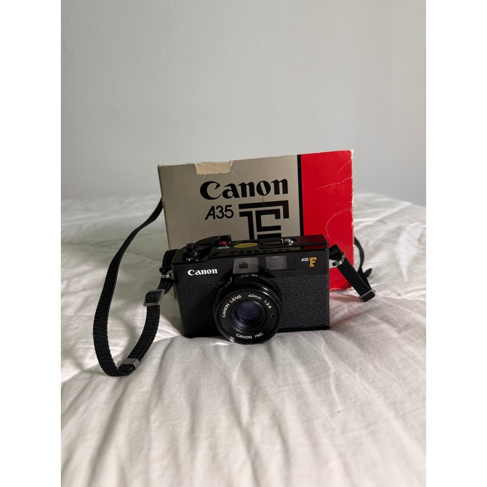 Canon A35F 35mm Film Camera with 40mm f2.8 Lens and Built-in Flash with Box